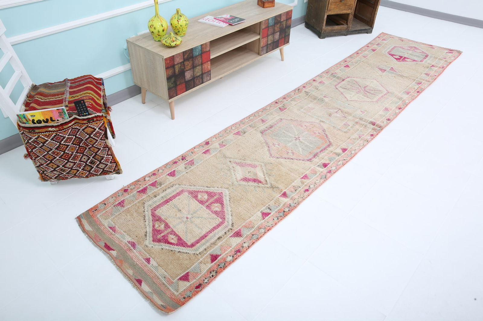 2'7'' x 12'2'' Vintage Wool Runner Rug - 18480 - 4