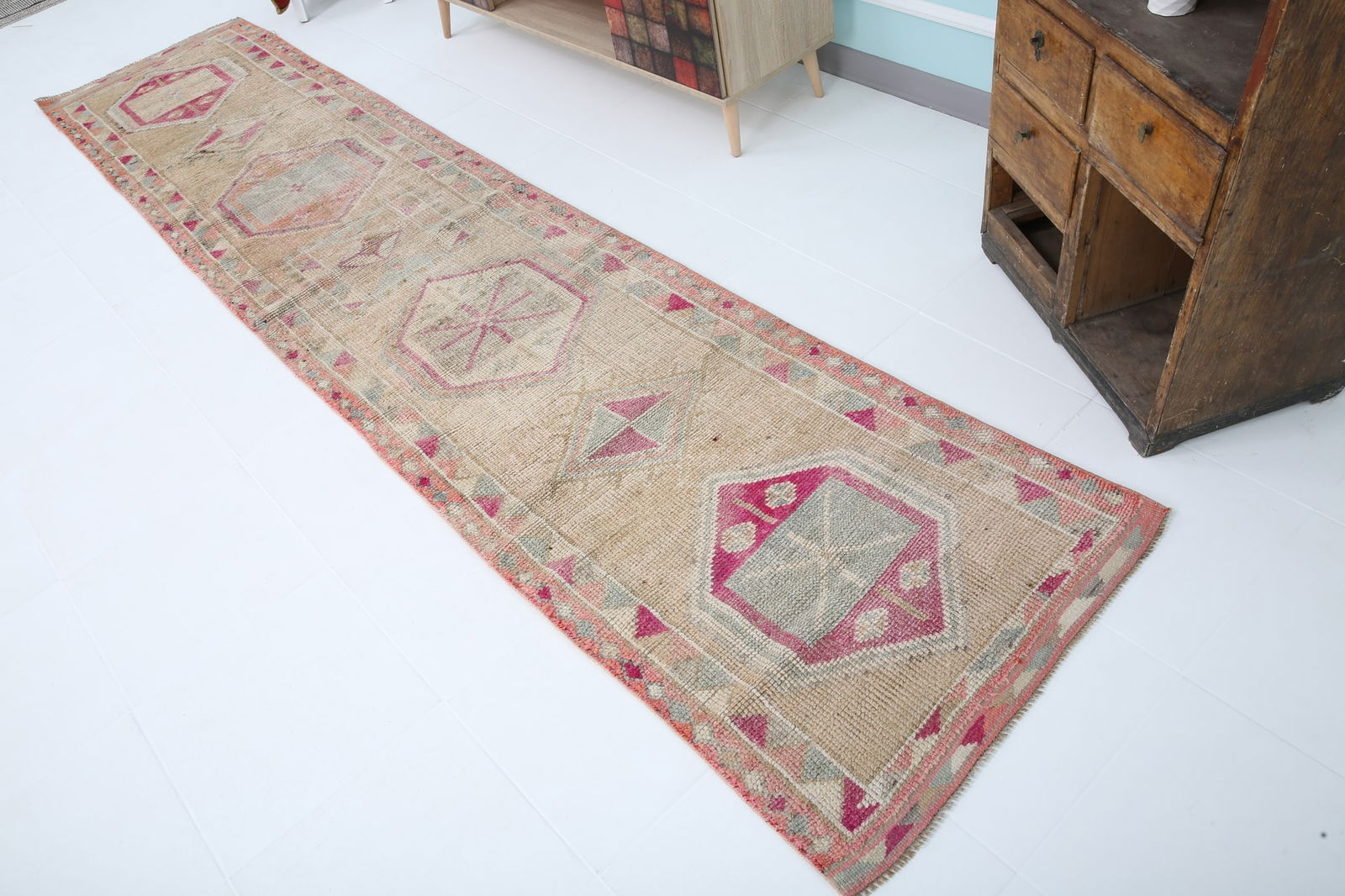2'7'' x 12'2'' Vintage Wool Runner Rug - 18480 - 5