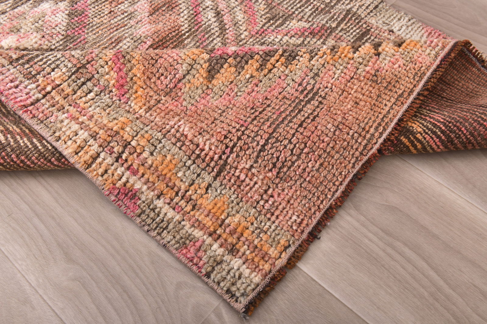 2'7'' x 10'5'' Handmade Vintage Wool Rug - 240493 - 12