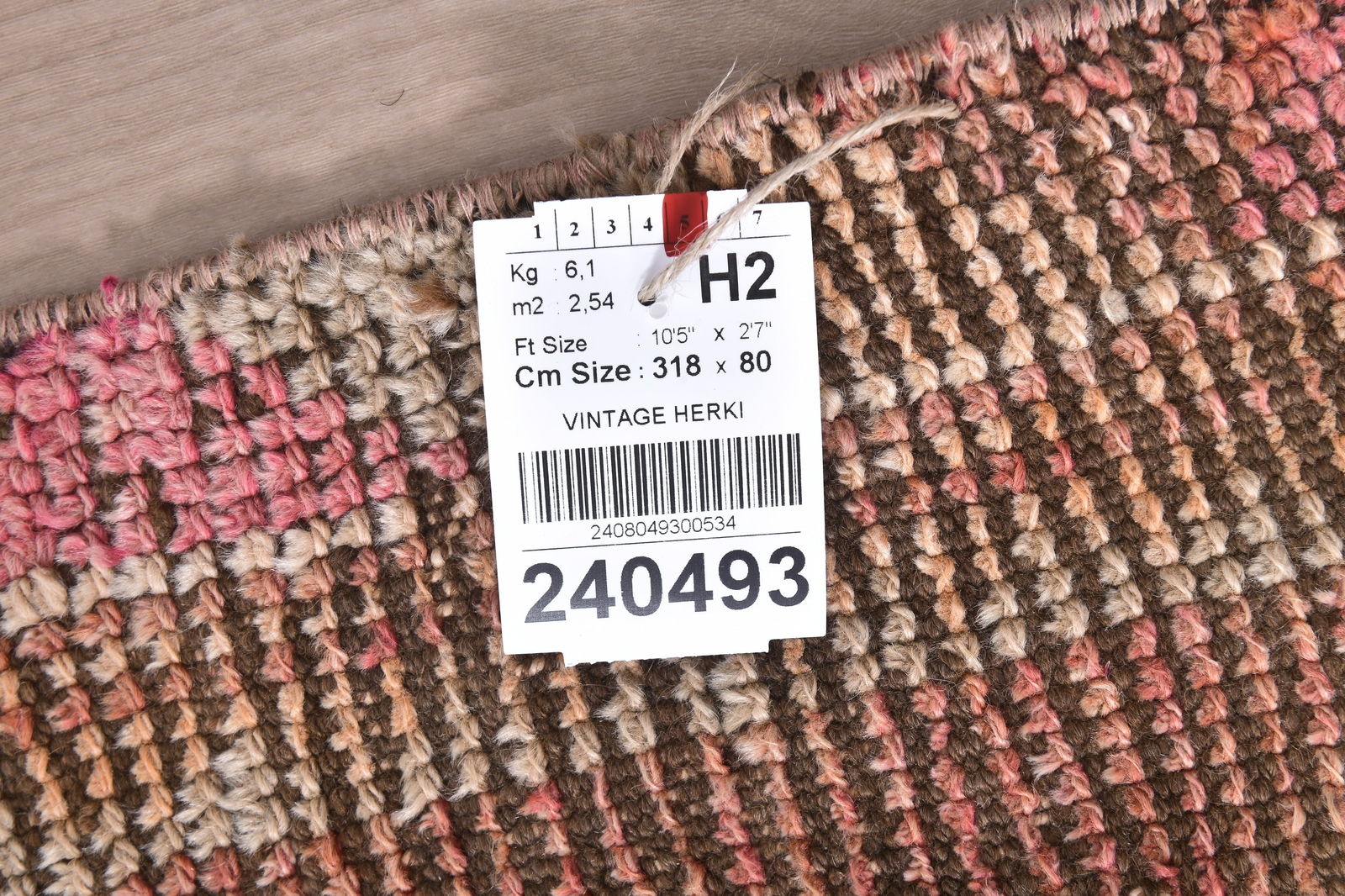 2'7'' x 10'5'' Handmade Vintage Wool Rug - 240493 - 14