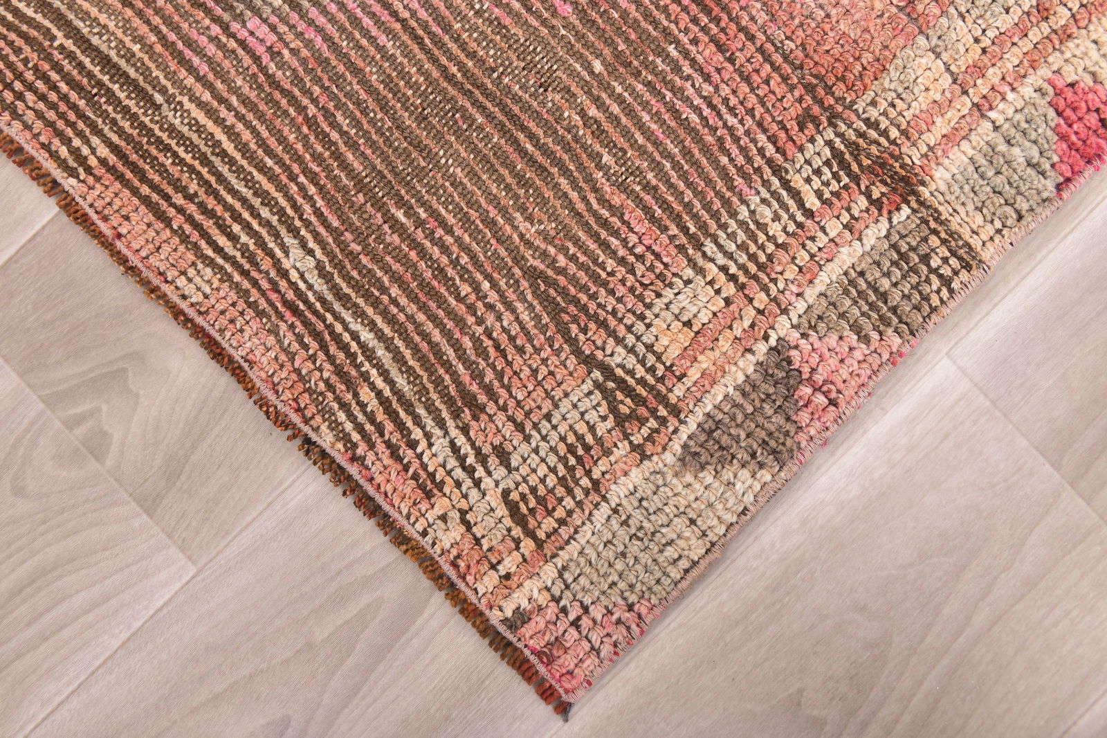 2'7'' x 10'5'' Handmade Vintage Wool Rug - 240493 - 7