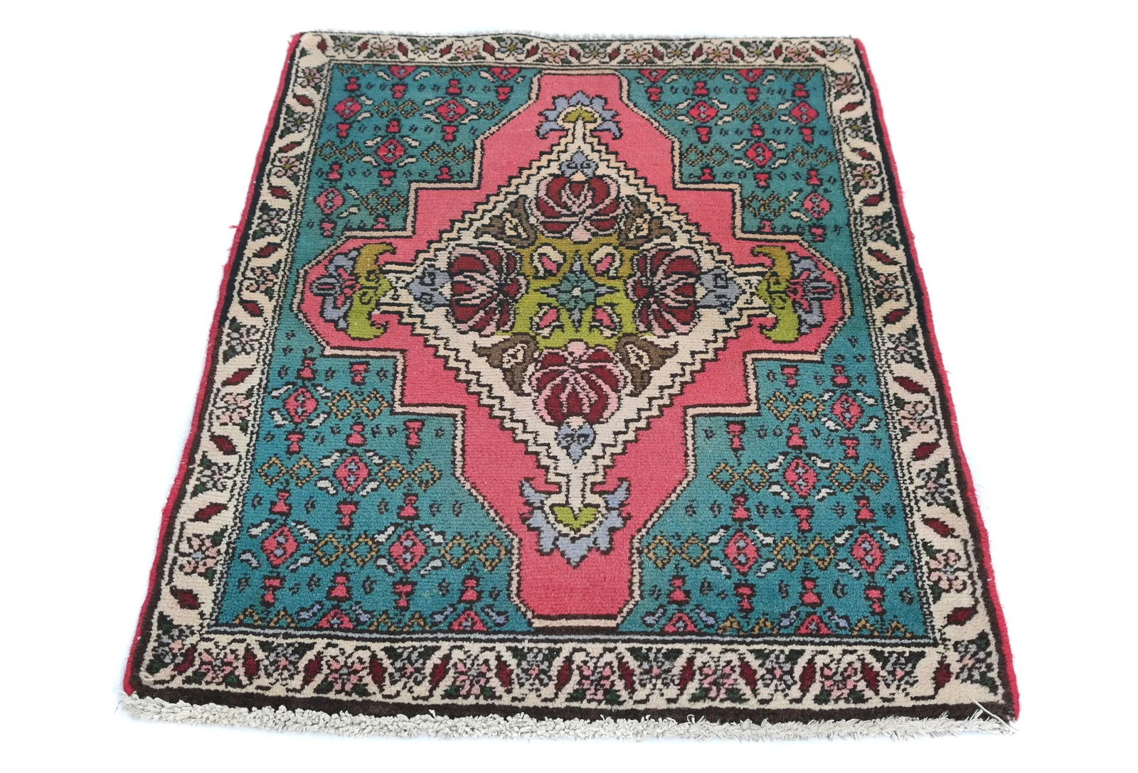 Semi Antique Muted Floral 1'11X2'8 Distressed Oriental Rug - 10