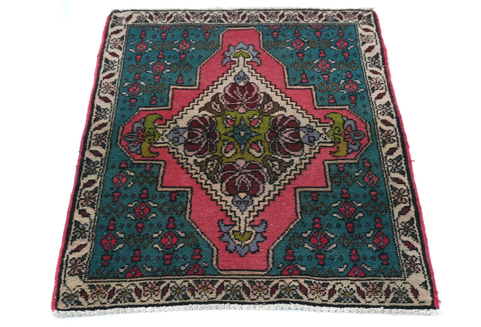 Semi Antique Muted Floral 1'11X2'8 Distressed Oriental Rug - 3