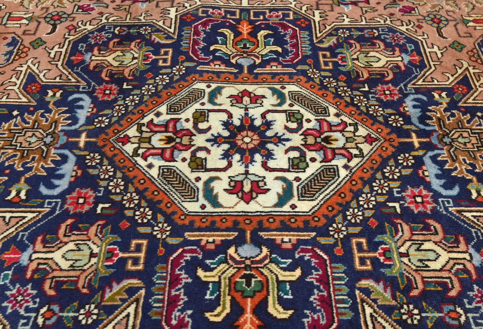 Vintage Rusty Beige Floral Traditional 10X13 Tabriz Persian Rug - 5