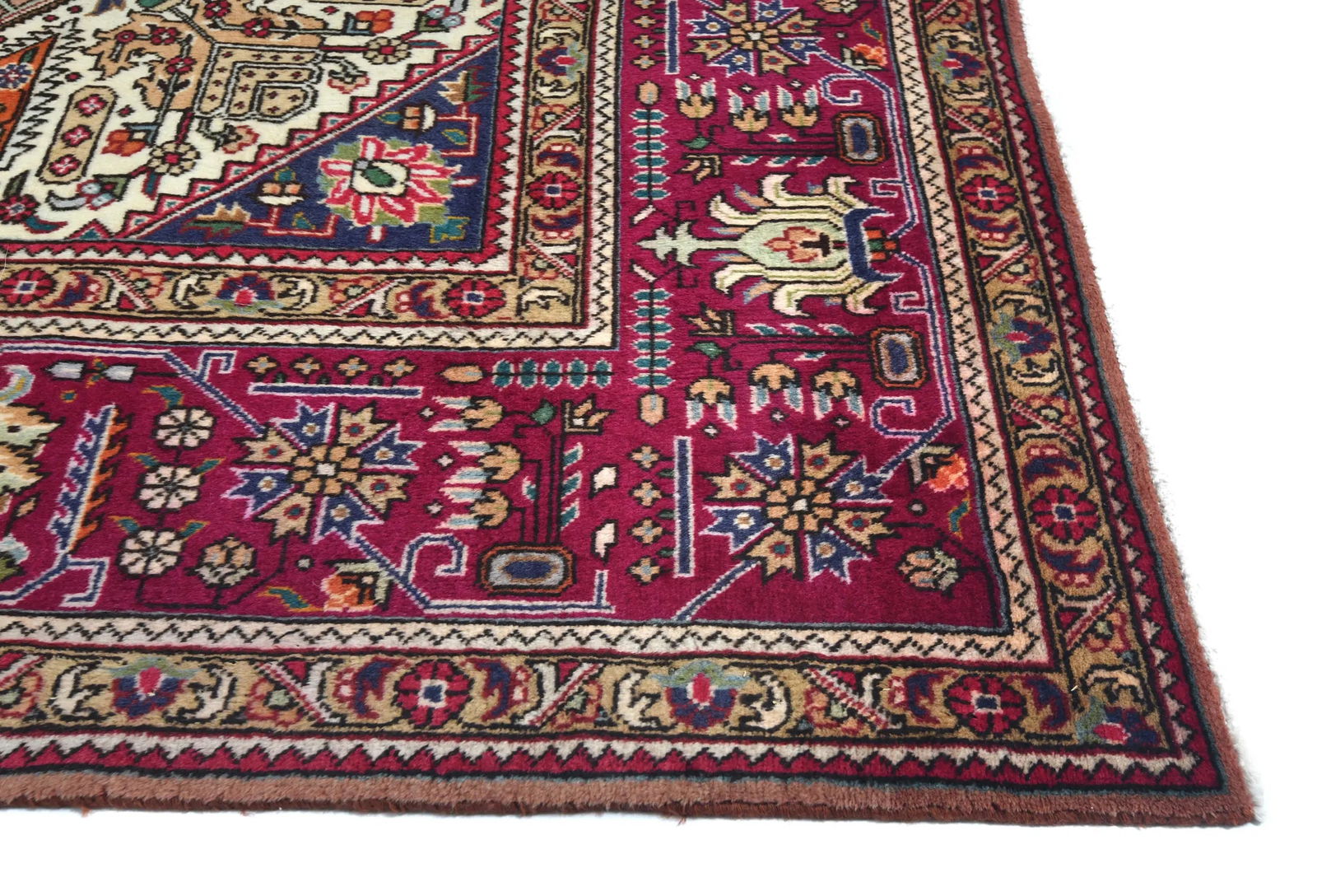 Vintage Rusty Beige Floral Traditional 10X13 Tabriz Persian Rug - 8