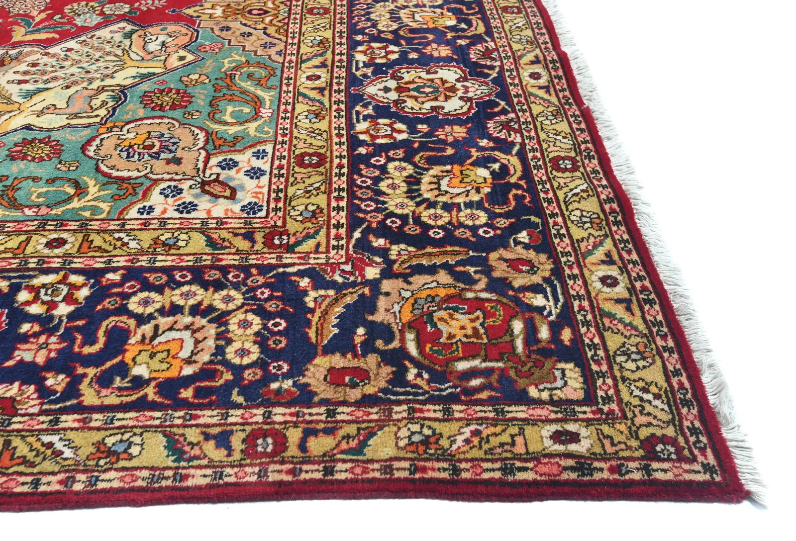 Vintage Red Floral Traditional 9'3X12'9 Tabriz Persian Rug - 8