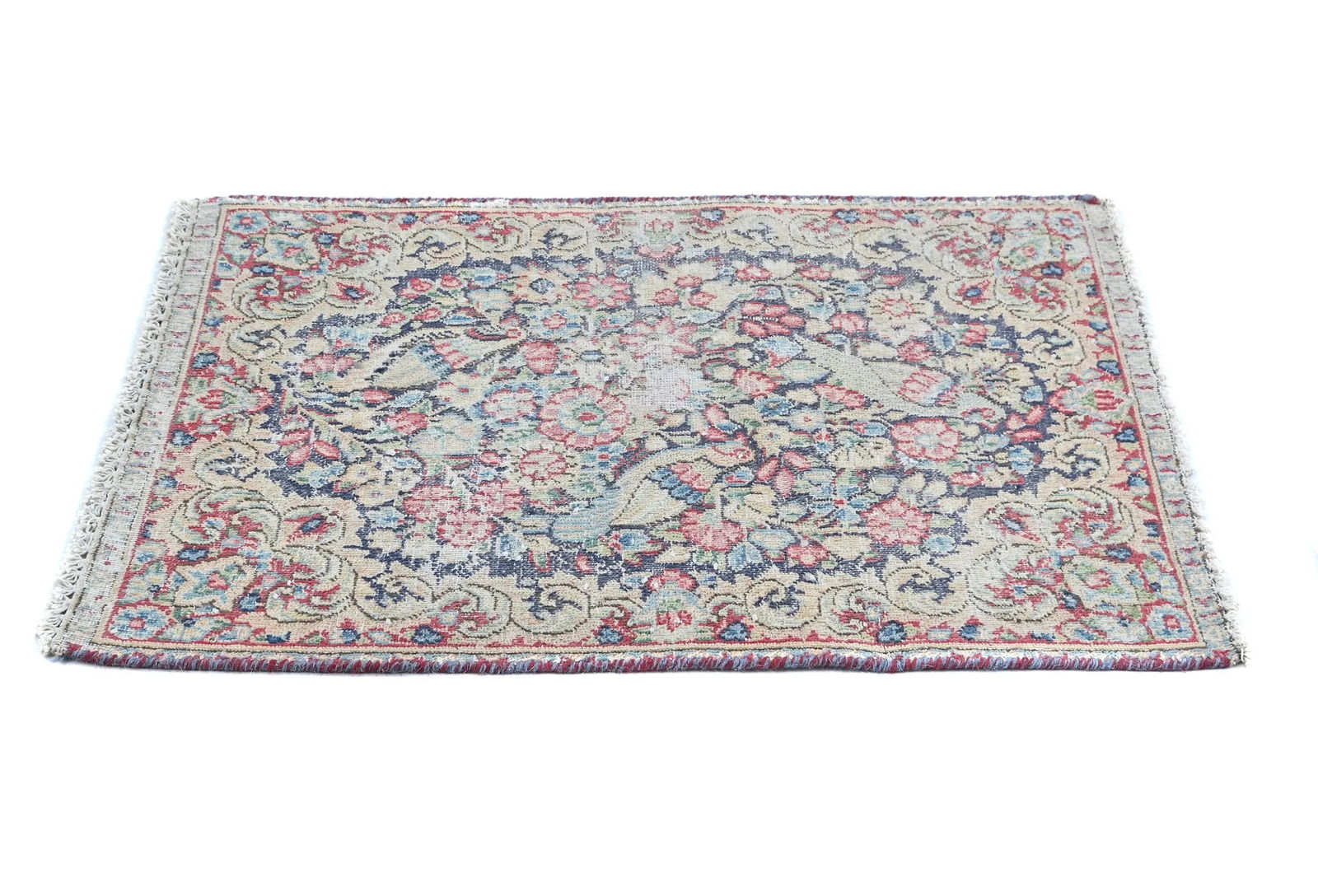 Semi Antique Muted Floral 1'7X2'3 Distressed Oriental Rug - 5