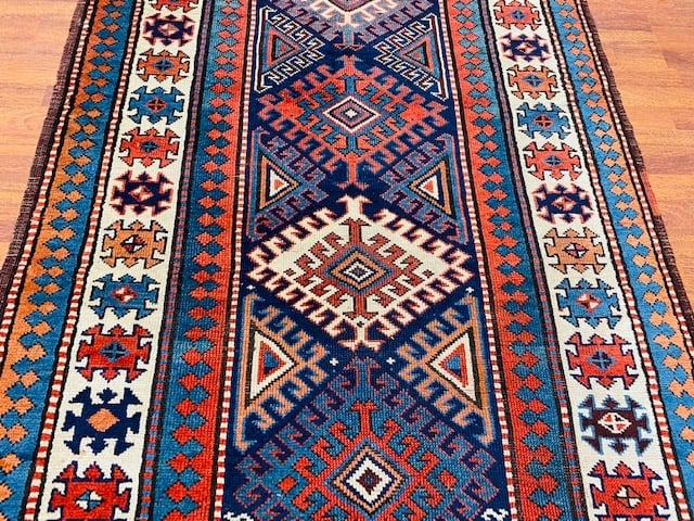 Antique Kazak Caucasian Gallery size rug-2880 - 4