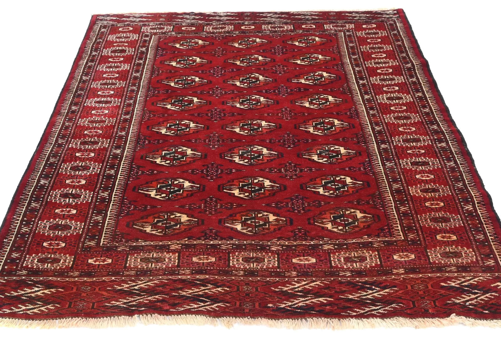 Vintage Red Tribal 4'7X5'8 Turkoman Persian Oriental Rug - 2