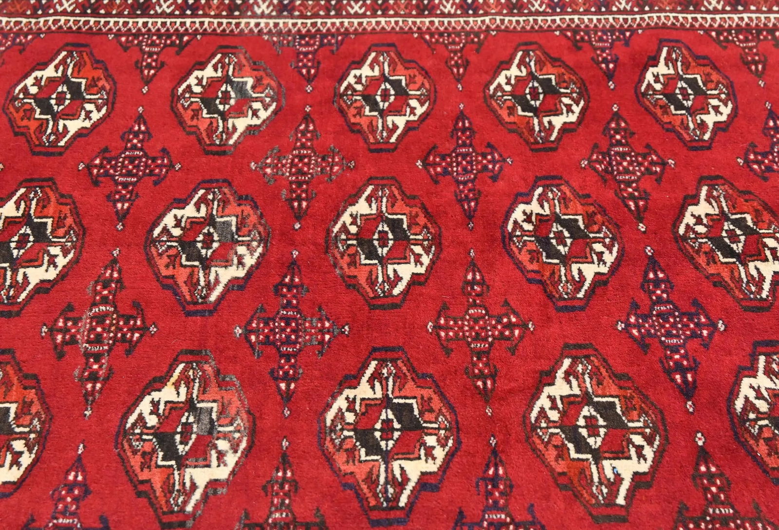 Vintage Red Tribal 4'7X5'8 Turkoman Persian Oriental Rug - 5