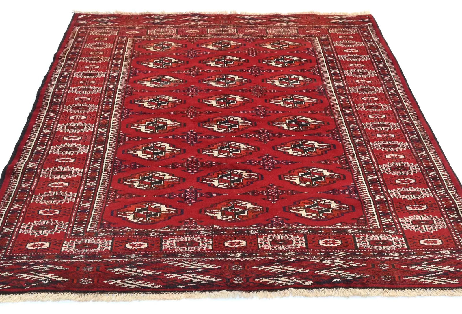 Vintage Red Tribal 4'7X5'8 Turkoman Persian Oriental Rug - 9