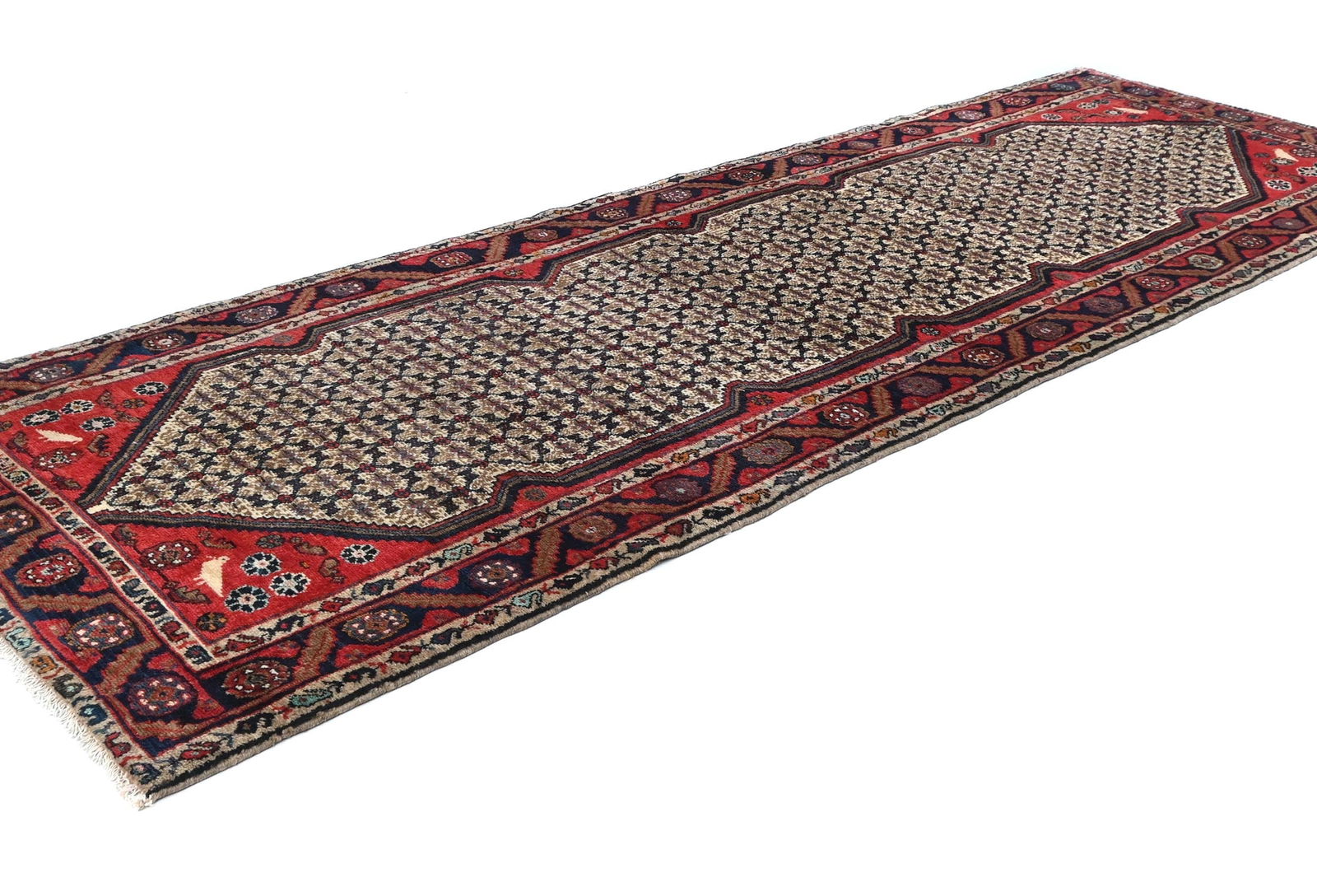 Vintage Cream Tribal 3X10 Koliaie Persian Runner Rug - 3