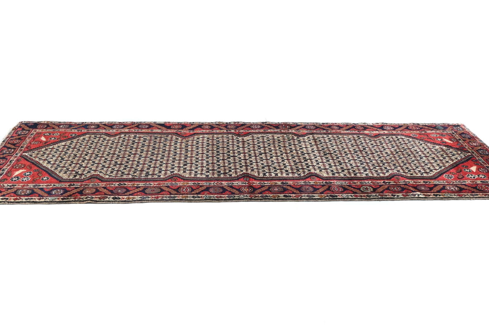 Vintage Cream Tribal 3X10 Koliaie Persian Runner Rug - 4