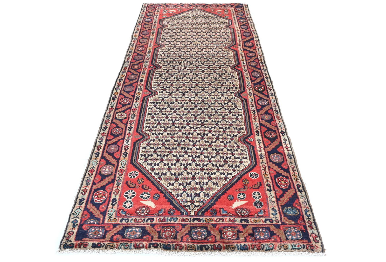 Vintage Cream Tribal 3X10 Koliaie Persian Runner Rug - 9