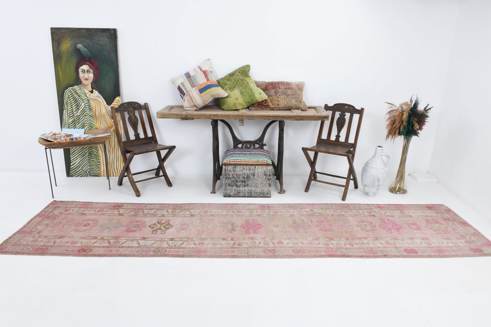 2'9'' x 12'3'' Handmade Vintage Wool Patchwork Rug - 7001 - 2