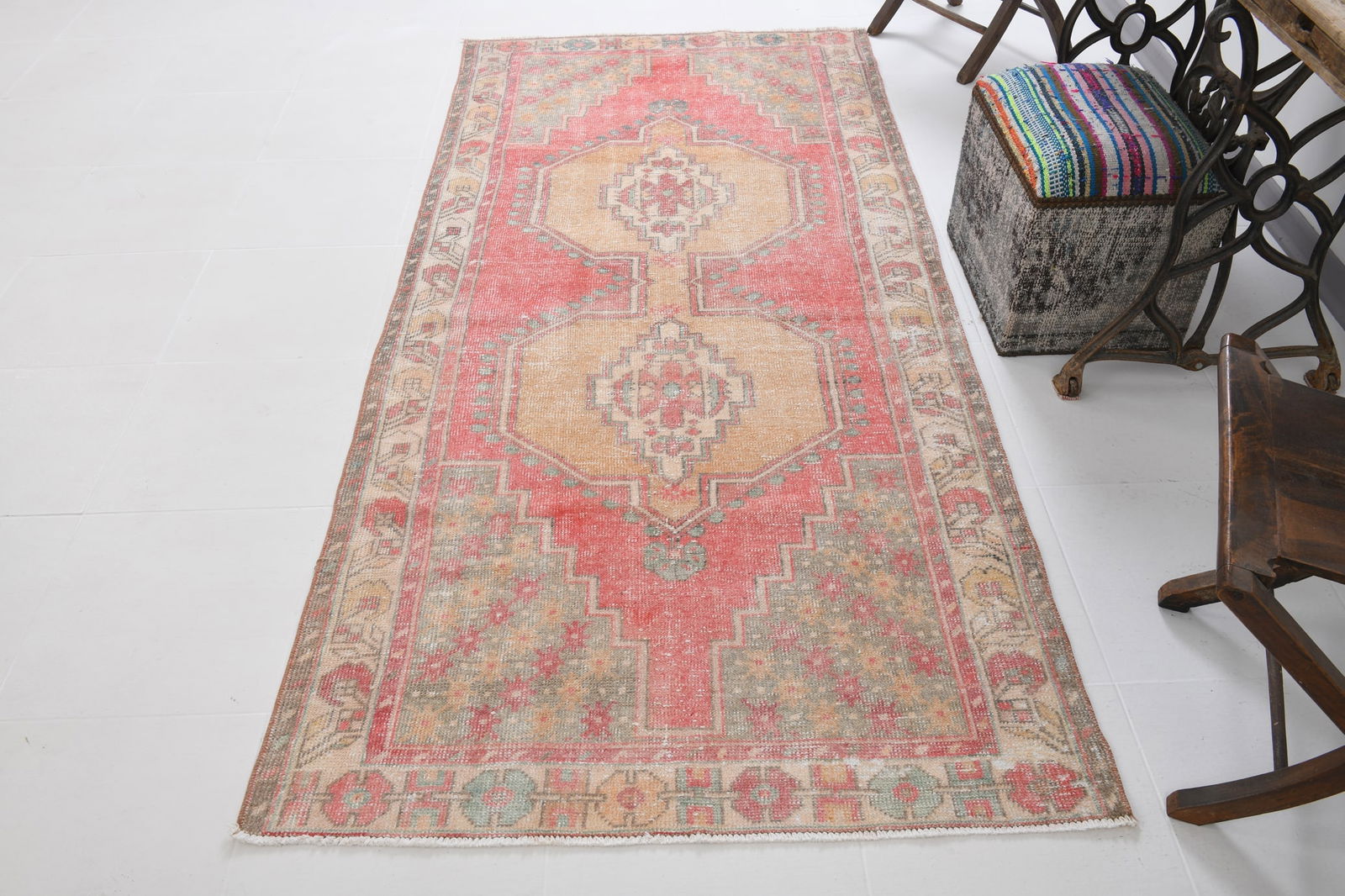 3'10'' x 8'3'' Vintage Wool Runner Rug - 20718 - 5
