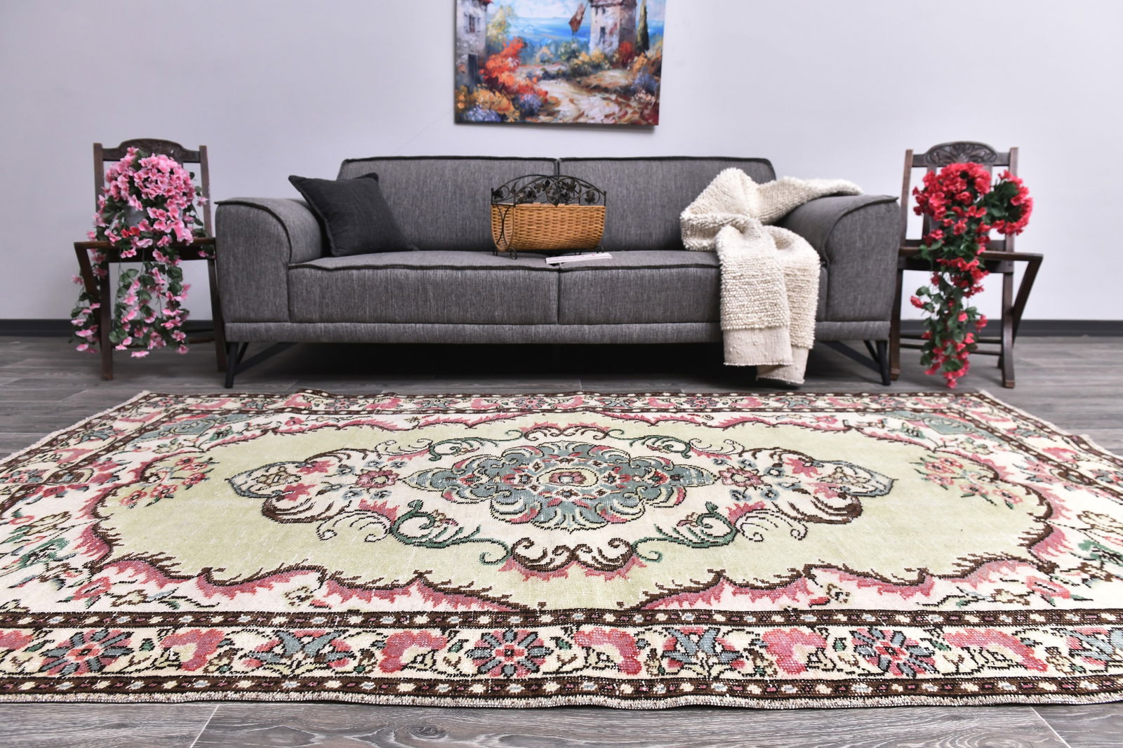 5'2'' x 8'9'' Handmade Vintage Wool Rug - 244805 (1 of 14)