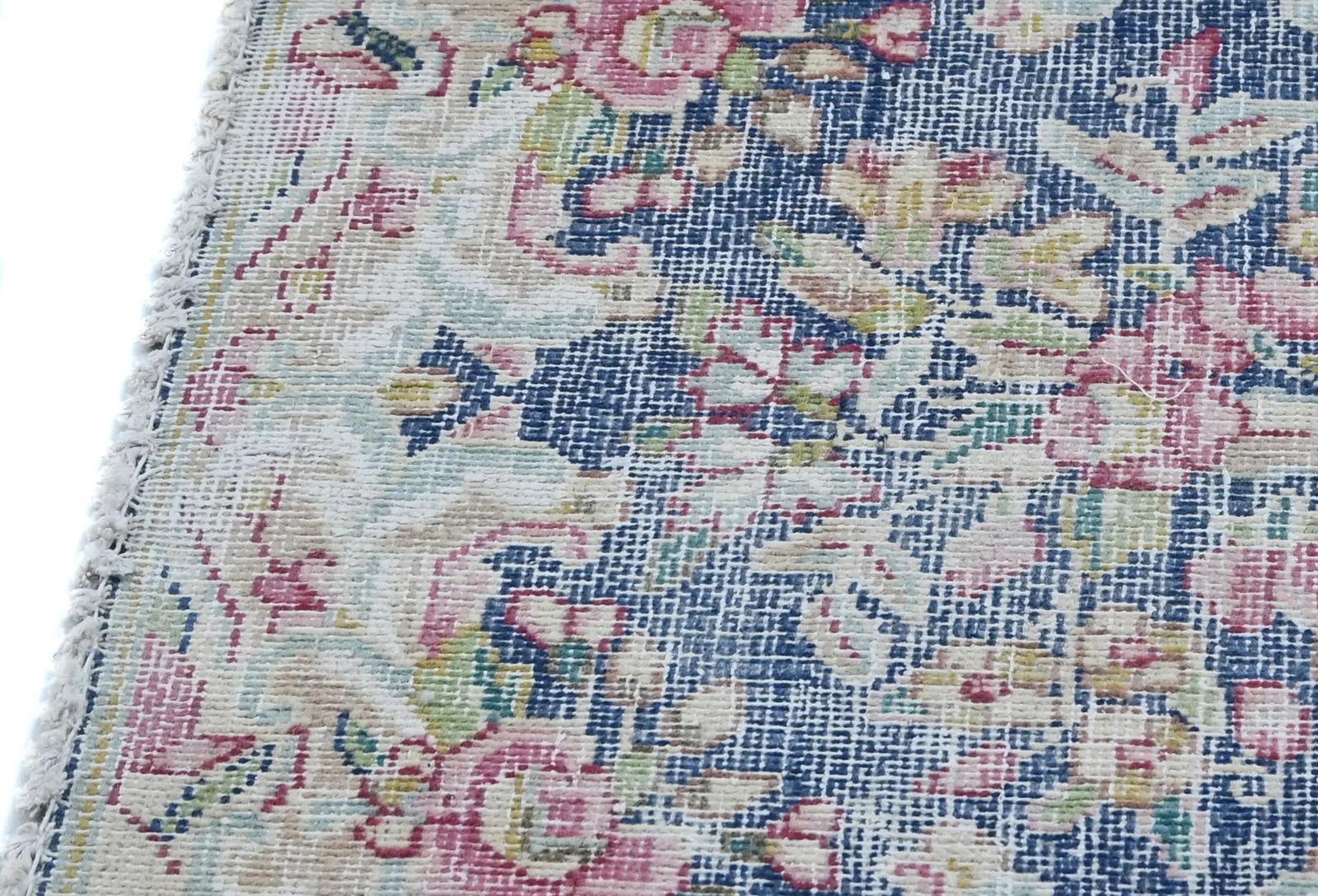 Semi Antique Muted Floral 1'5X1'6 Distressed Oriental Square Rug - 6