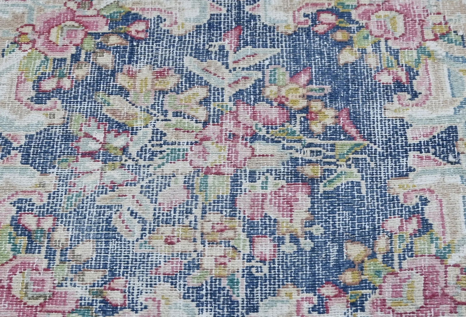 Semi Antique Muted Floral 1'5X1'6 Distressed Oriental Square Rug - 7