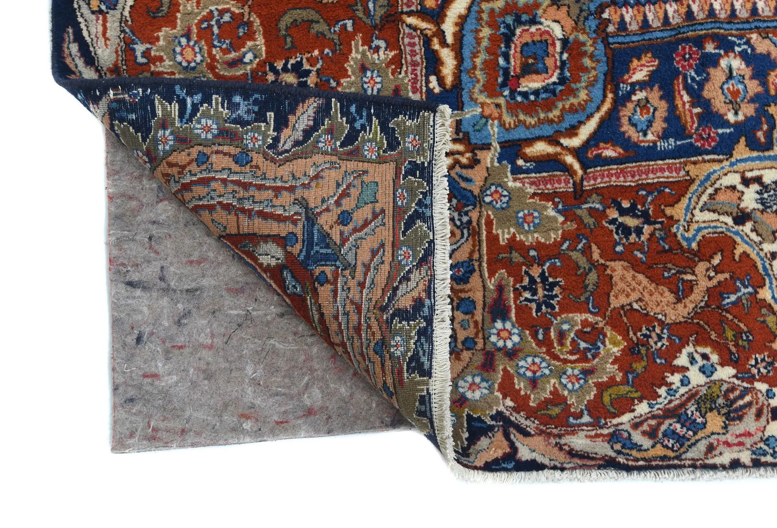 Vintage Purple-navy Pictorial 10X13 Kashmar Persian Rug - 12