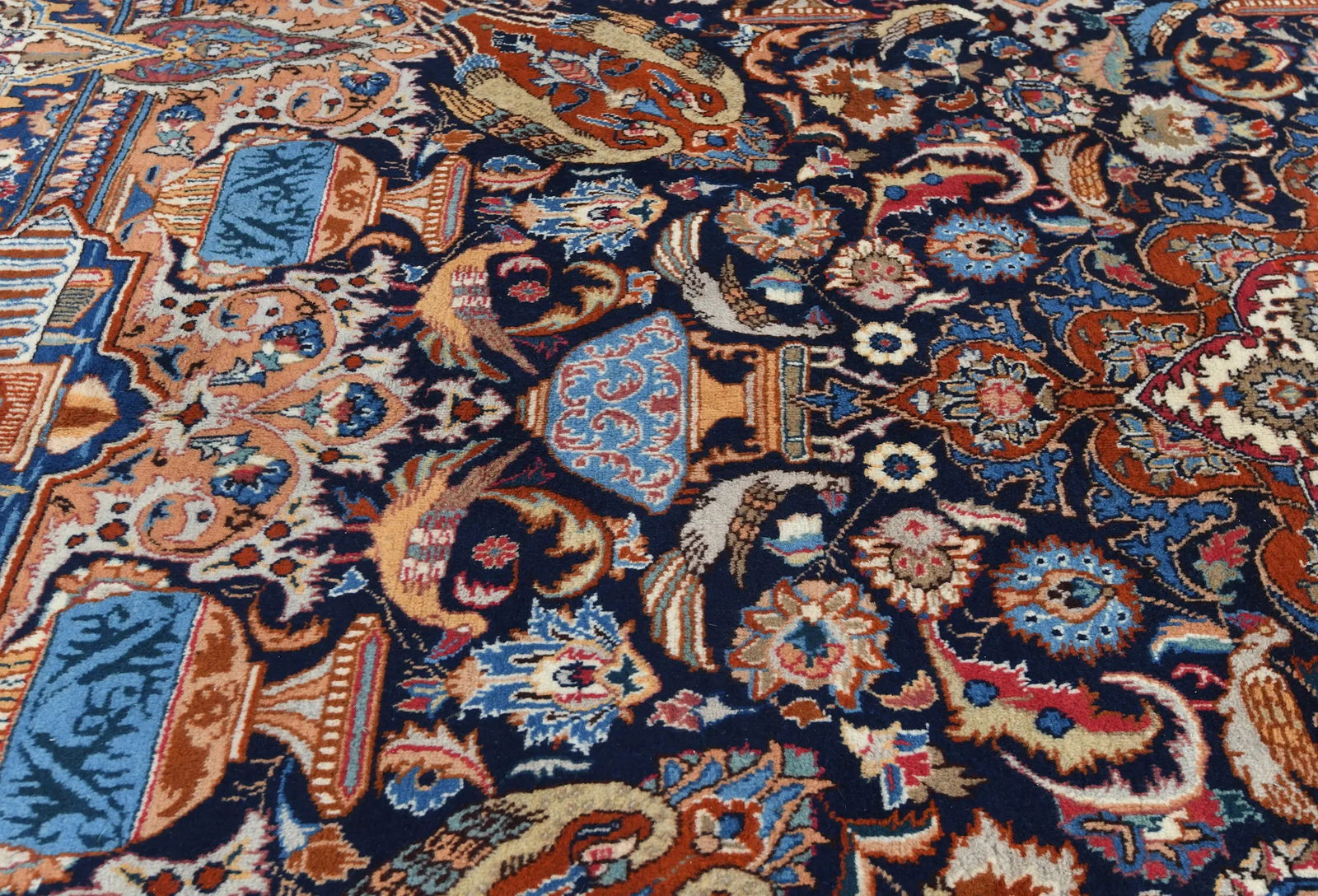 Vintage Purple-navy Pictorial 10X13 Kashmar Persian Rug - 6