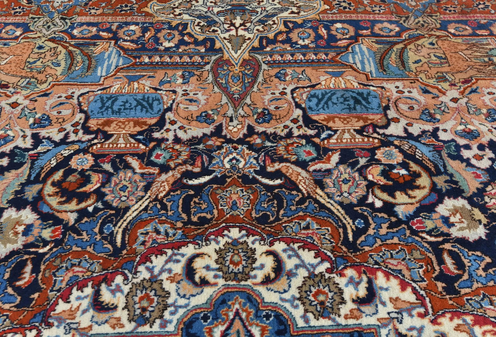 Vintage Purple-navy Pictorial 10X13 Kashmar Persian Rug - 7