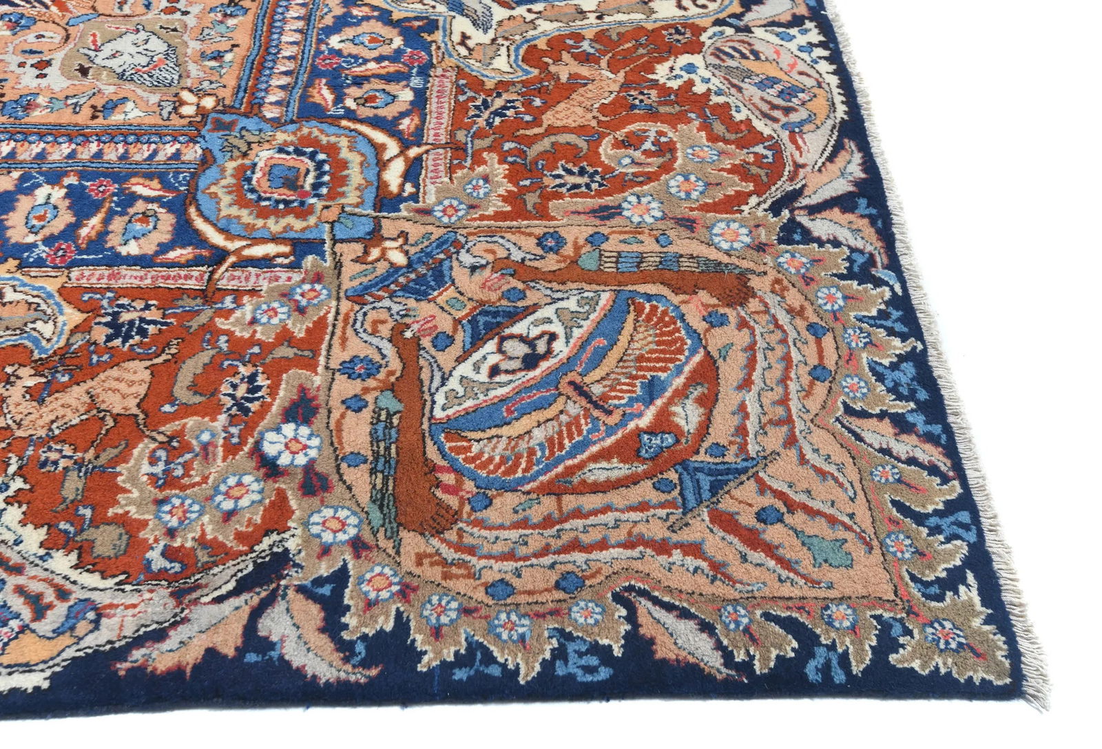 Vintage Purple-navy Pictorial 10X13 Kashmar Persian Rug - 8