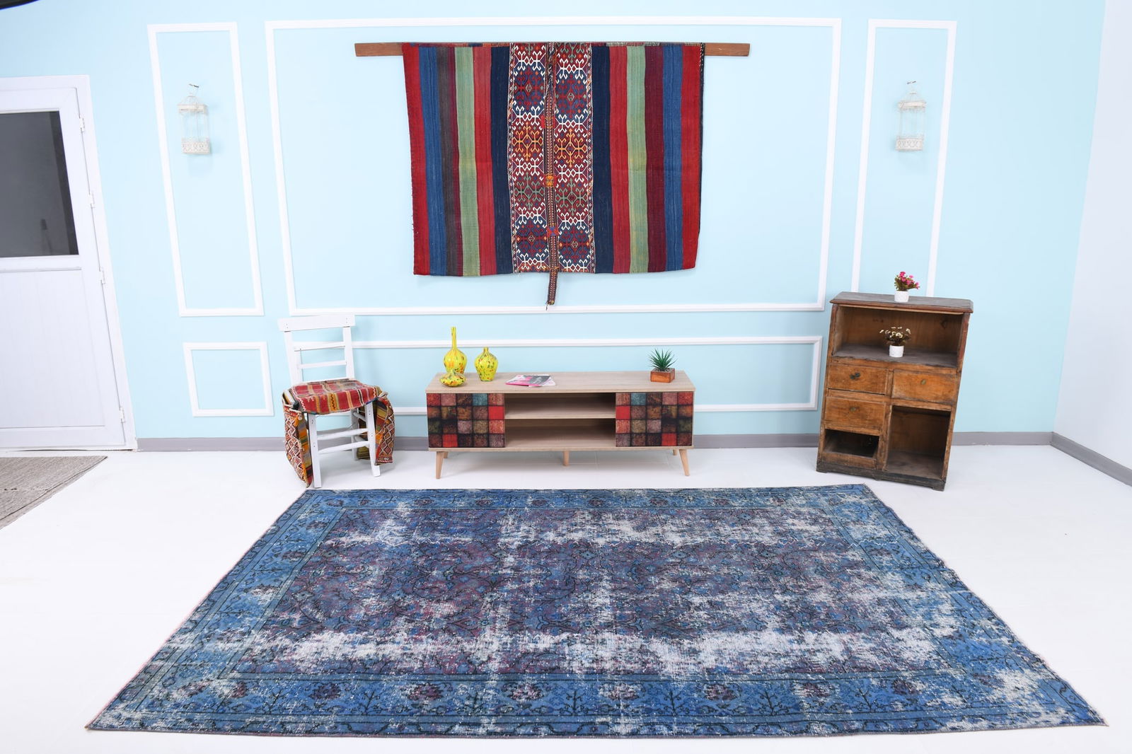 6'2'' x 9'6'' Handmade Vintage Wool Rug - 6634 - 2