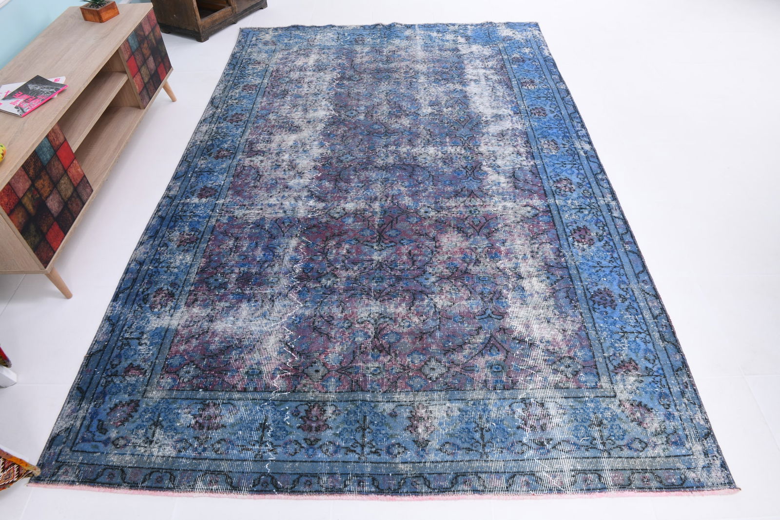 6'2'' x 9'6'' Handmade Vintage Wool Rug - 6634 - 4