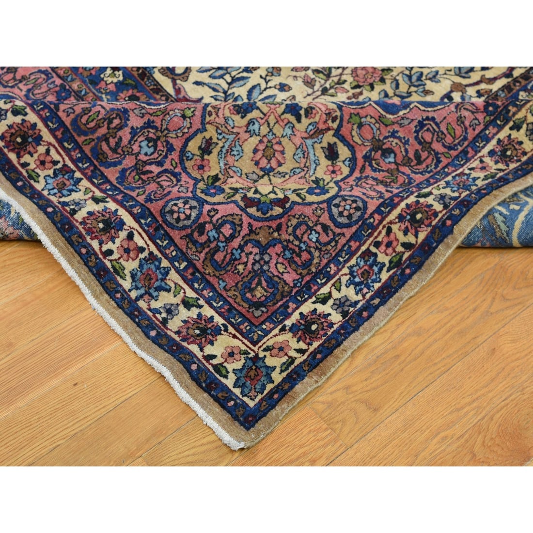 White Antique Persian Kerman Hand Knotted Pure Wool Oversized Rug - 6