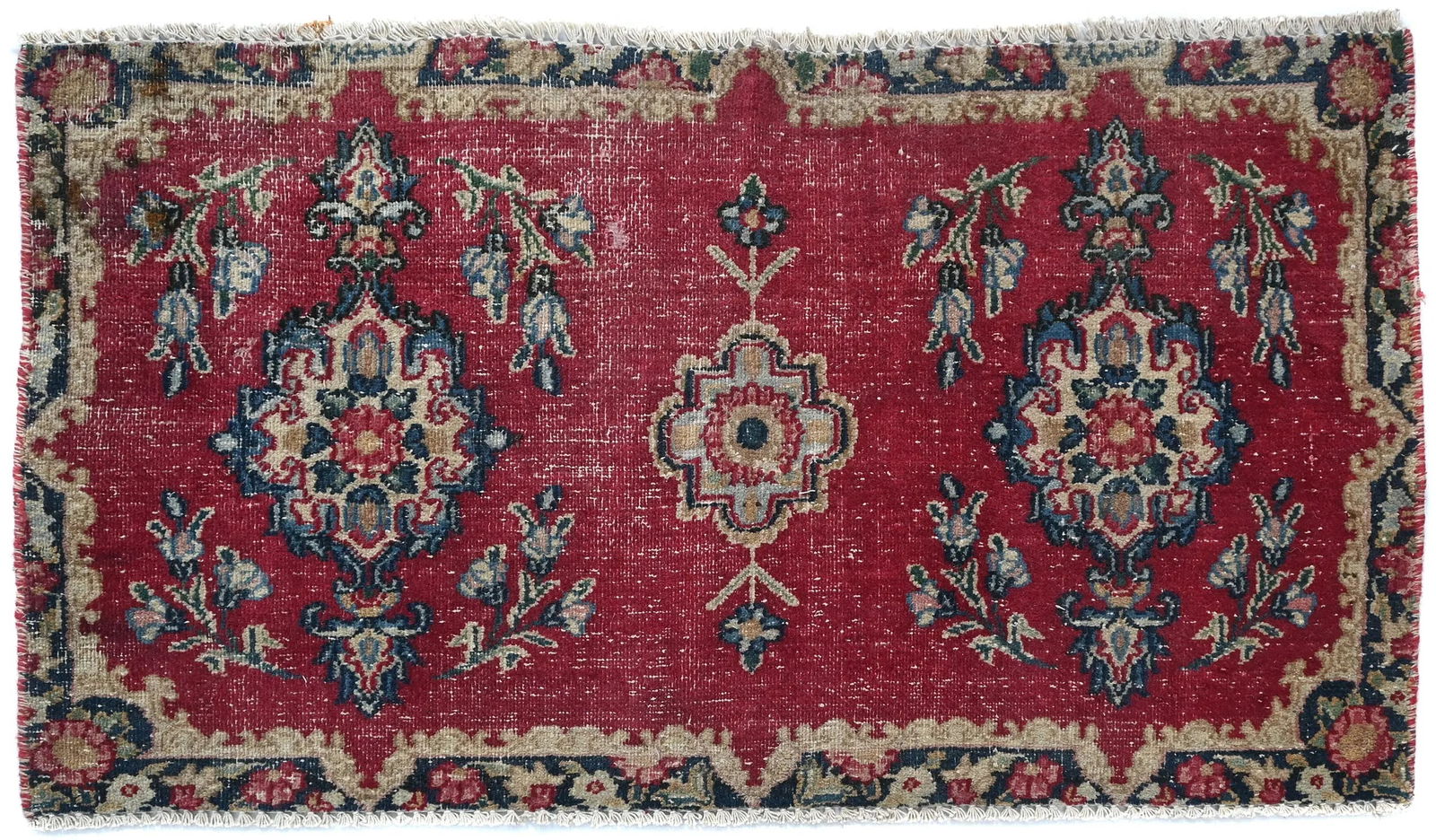Semi Antique Muted Red Floral 1'8X2'11 Distressed Oriental Rug - 12