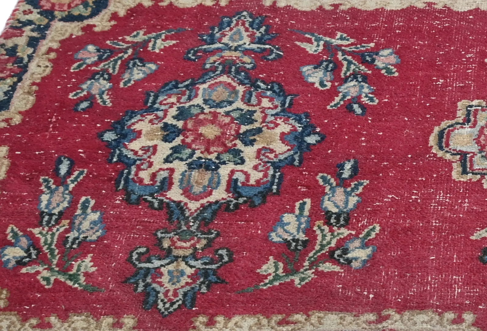 Semi Antique Muted Red Floral 1'8X2'11 Distressed Oriental Rug - 5