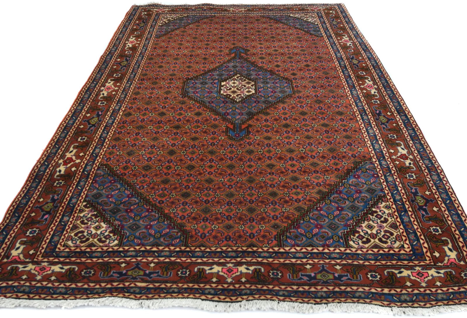 Vintage Orange Traditional 6'8X9'6 Ardabil Persian Rug - 2