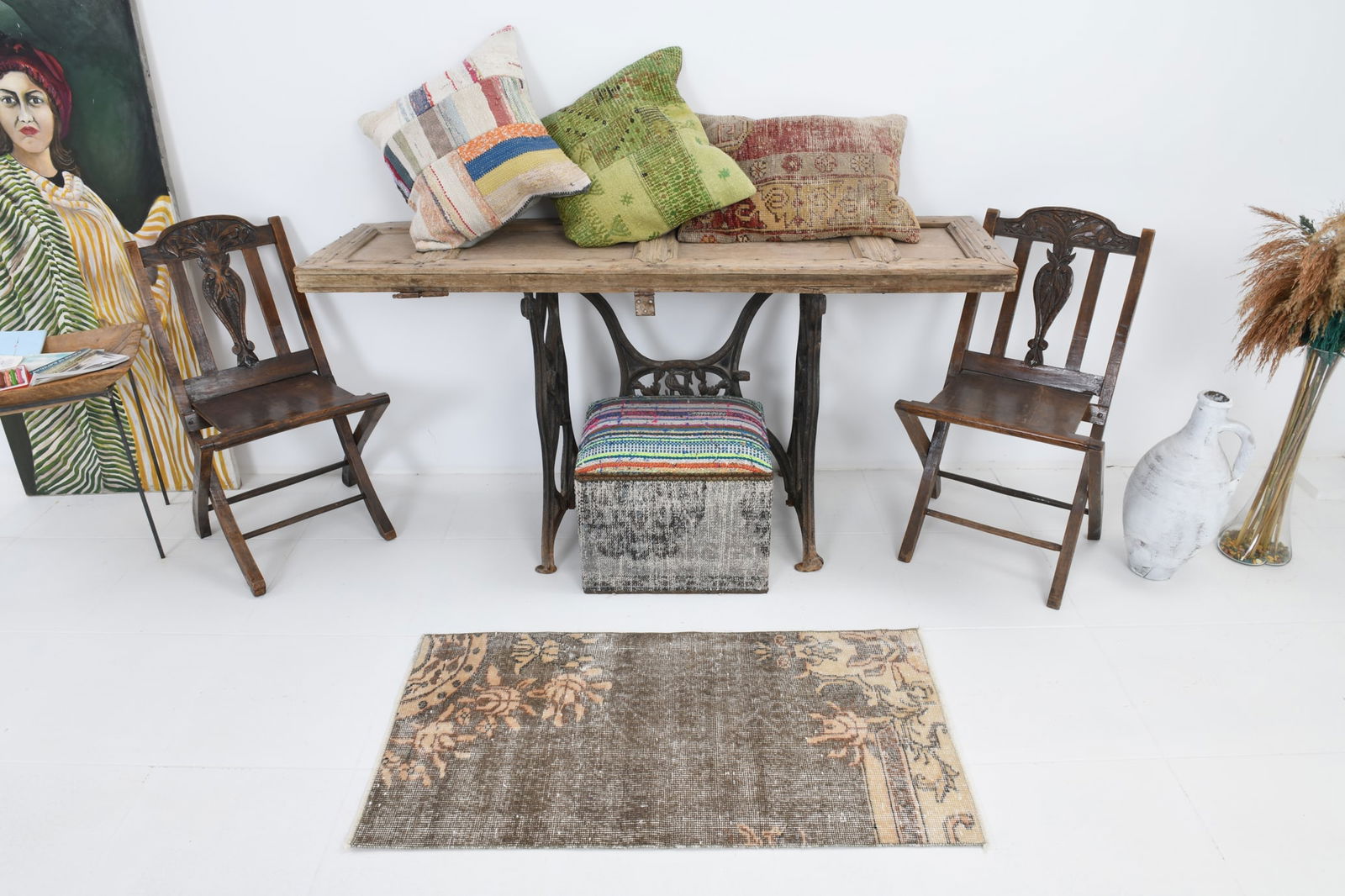 1'11'' x 3'9'' Turkish Vintage Runner Rug - 7011 - 2