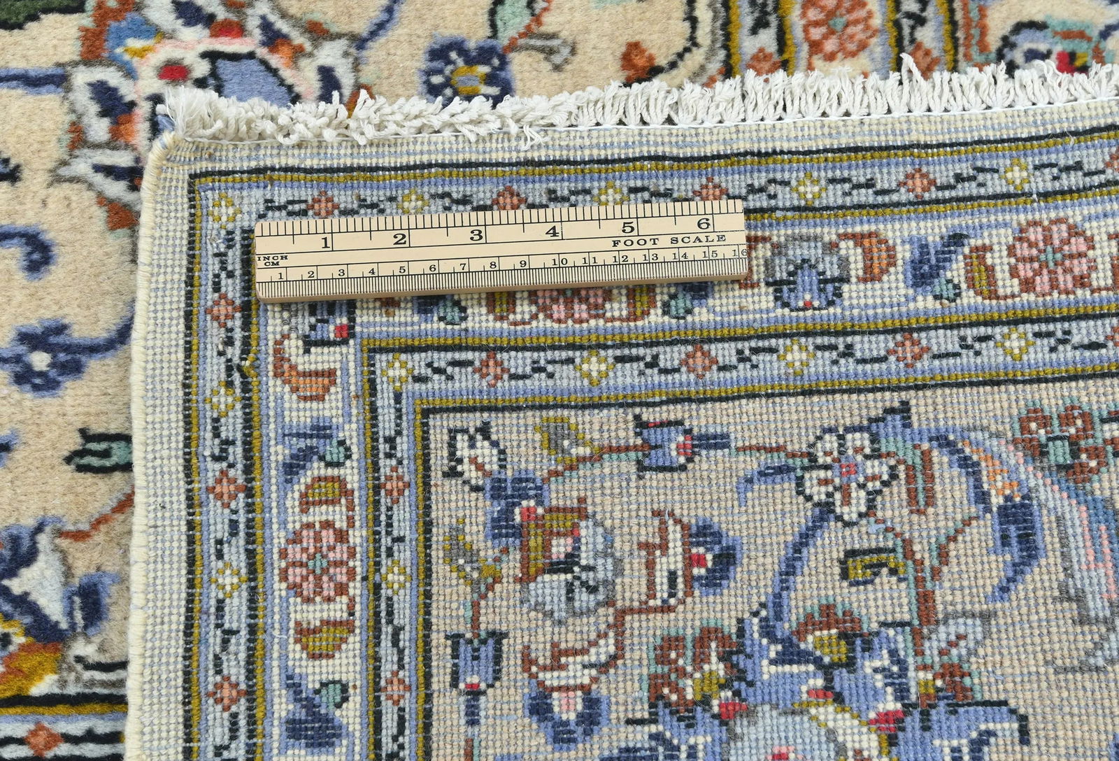 Vintage Cream Traditional Floral 7X10 Kashan Persian Rug - 11