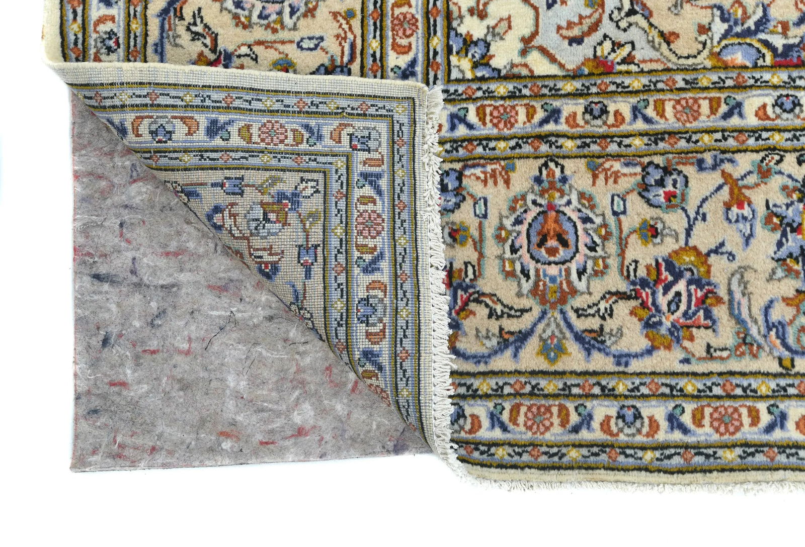 Vintage Cream Traditional Floral 7X10 Kashan Persian Rug - 12