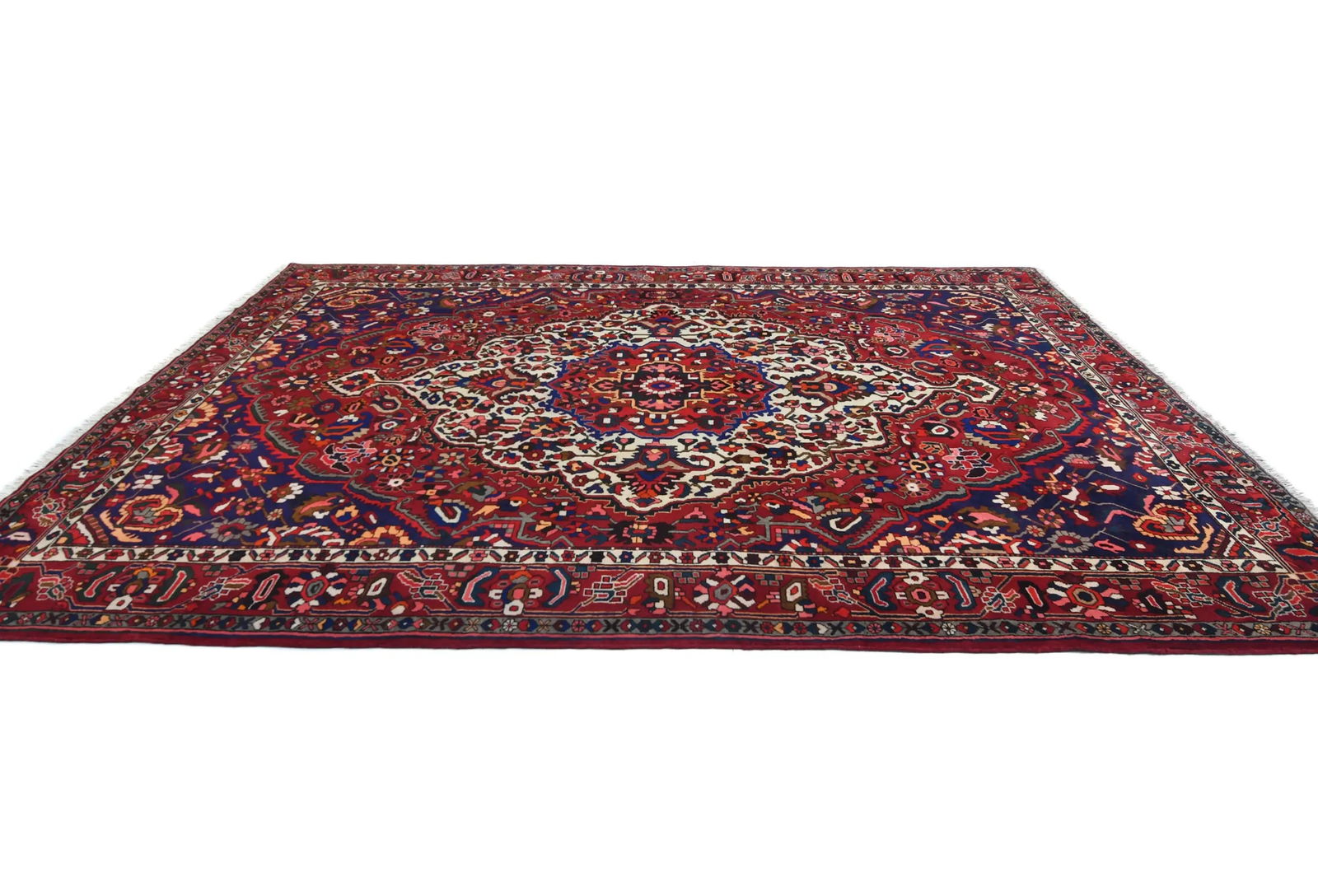 Vintage Red Floral 9X12 Bakhtiari Persian Oriental Rug - 4