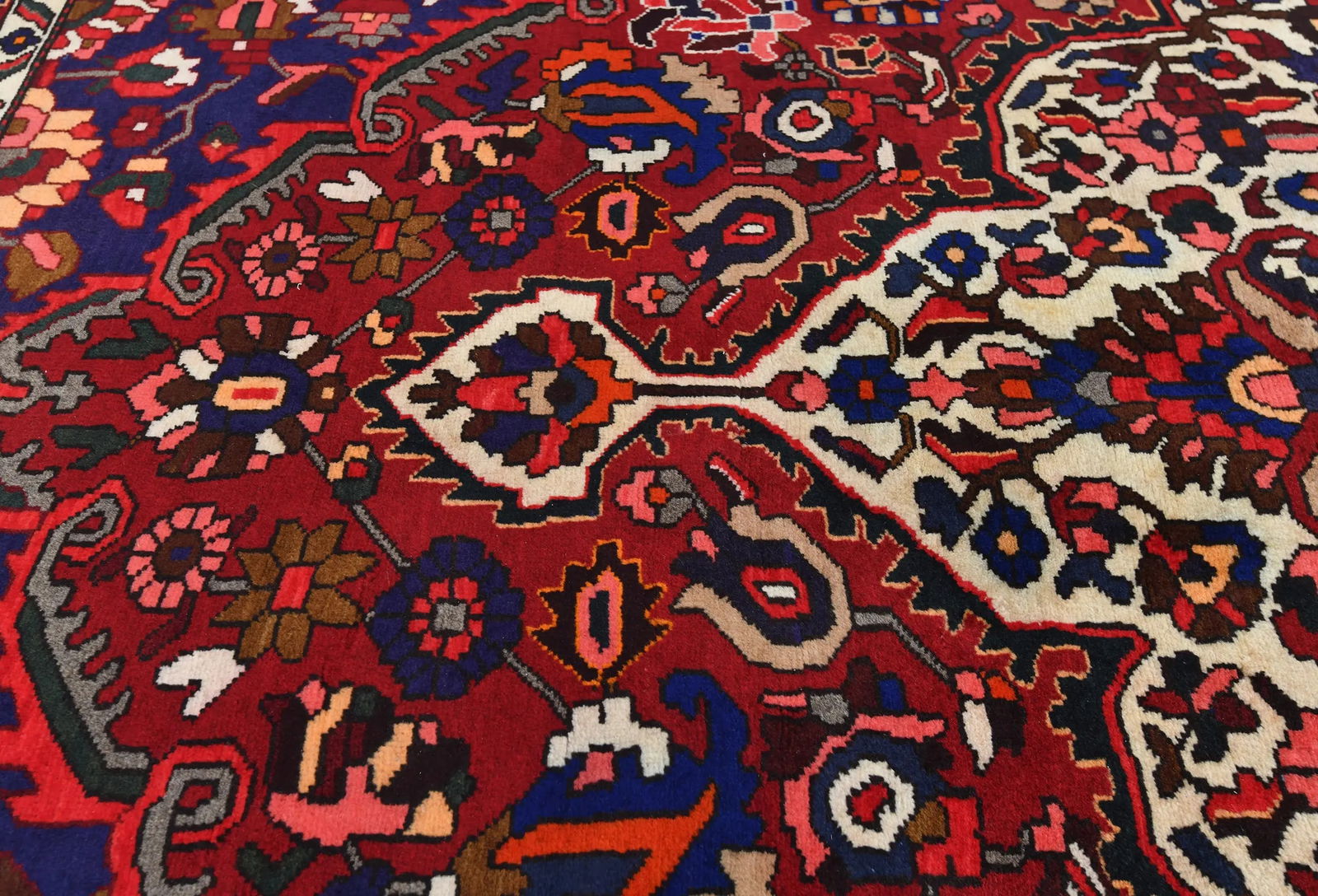 Vintage Red Floral 9X12 Bakhtiari Persian Oriental Rug - 6