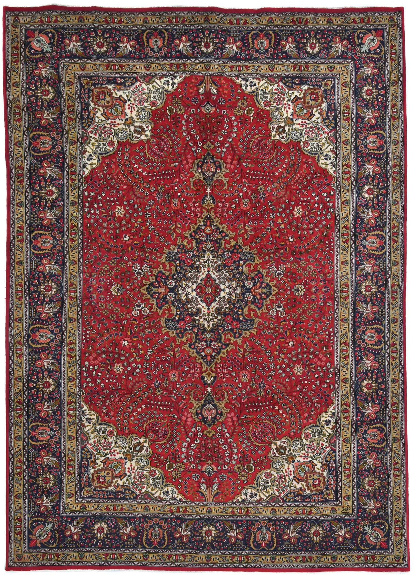 Vintage Red Floral Traditional 8X11 Tabriz Persian Rug: Title: Vintage Red Floral Traditional 8X11 Tabriz Persian RugDescription:Hand-knotted in Persia with meticulous traditional weaving methodsRefined floral design in a timeless traditional styleRed