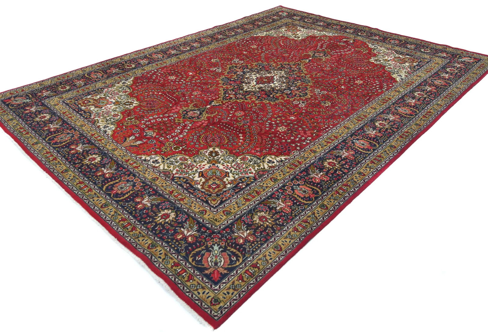 Vintage Red Floral Traditional 8X11 Tabriz Persian Rug - 3