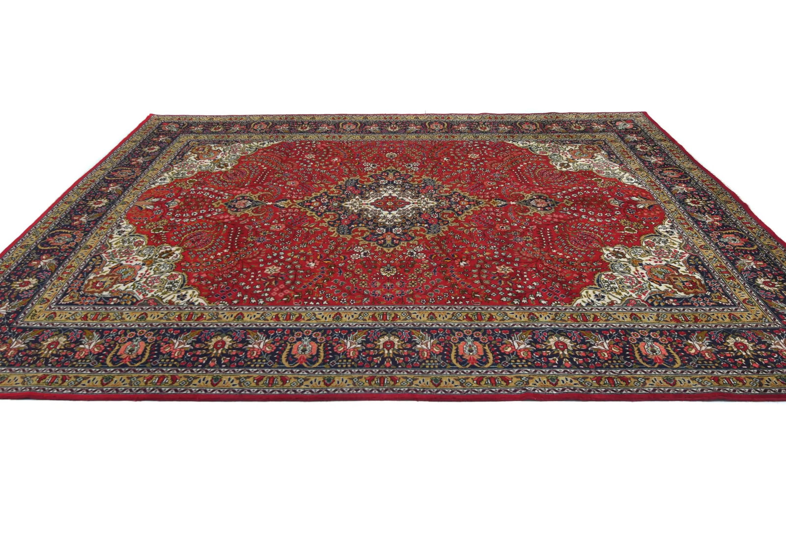 Vintage Red Floral Traditional 8X11 Tabriz Persian Rug - 4