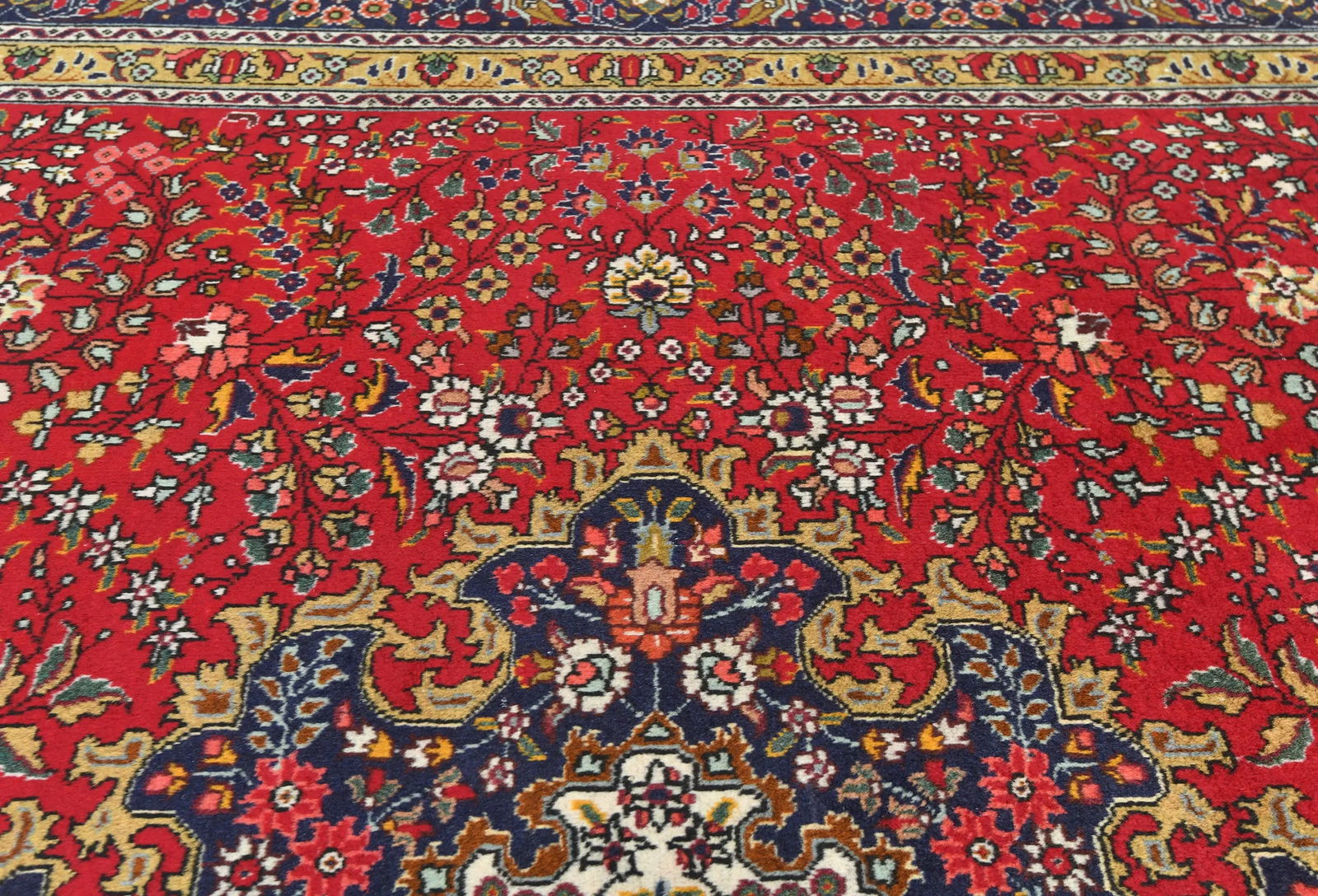Vintage Red Floral Traditional 8X11 Tabriz Persian Rug - 7