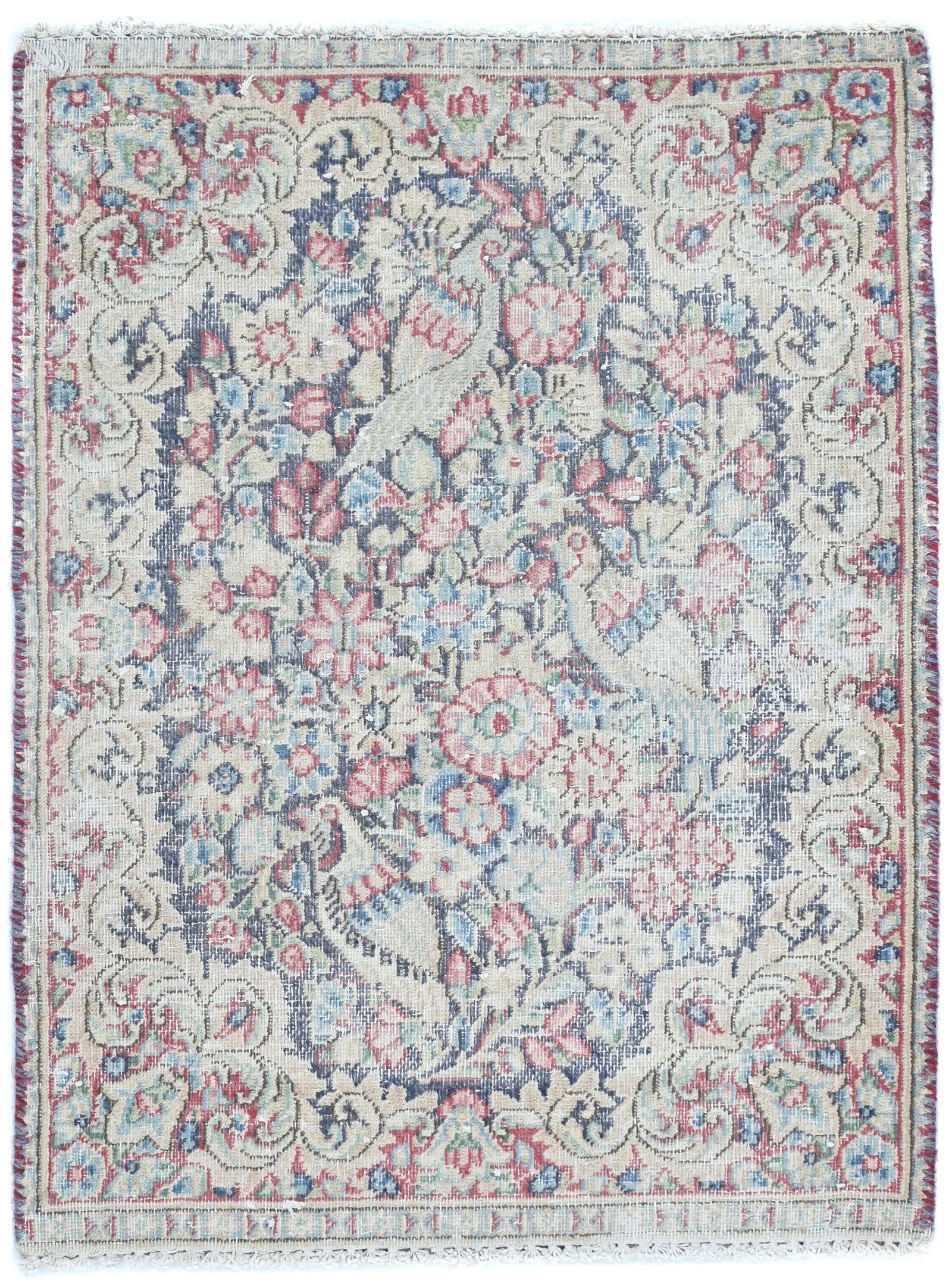 Semi Antique Muted Floral 1'7 X 2'3 Distressed Oriental Rug: Title: Semi Antique Muted Floral 1'7 X 2'3 Distressed Oriental RugDescription:Hand-knotted semi-antique rug crafted with traditional weaving techniquesVintage floral design showcasing timeless