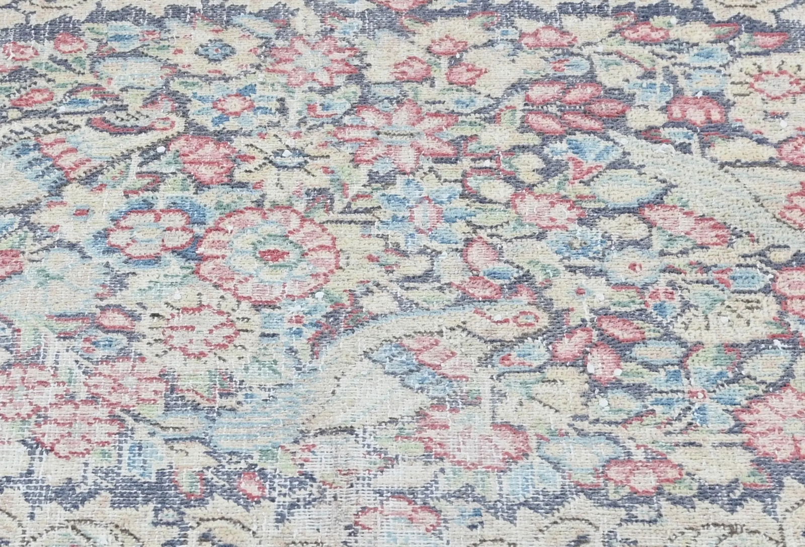Semi Antique Muted Floral 1'7 X 2'3 Distressed Oriental Rug - 6