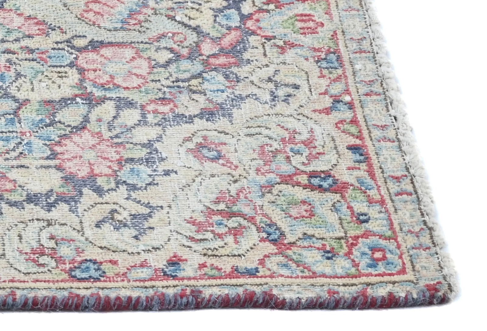 Semi Antique Muted Floral 1'7 X 2'3 Distressed Oriental Rug - 9