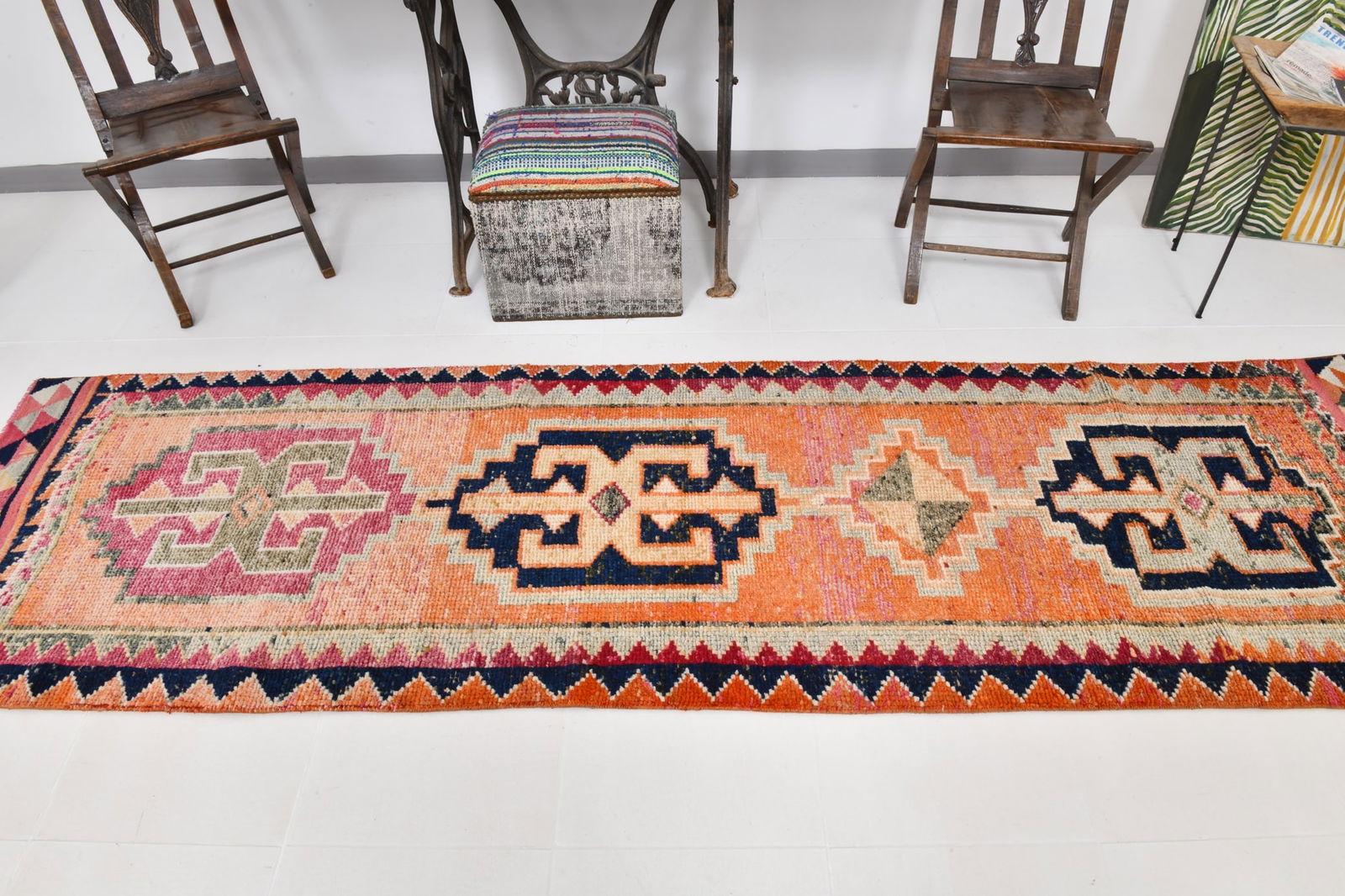 2'10'' x 10'0'' Vintage Wool Runner Rug - 22027 - 3