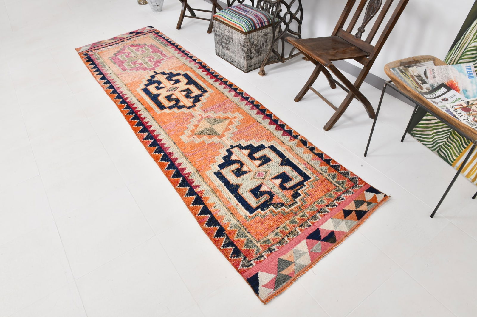 2'10'' x 10'0'' Vintage Wool Runner Rug - 22027 - 4