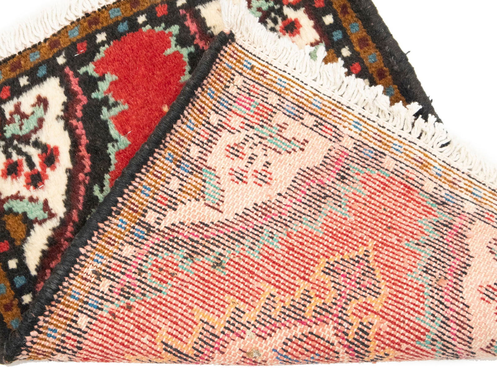 Vintage Red Floral Tribal 1'3X1'7 Hamedan Persian Rug - 12