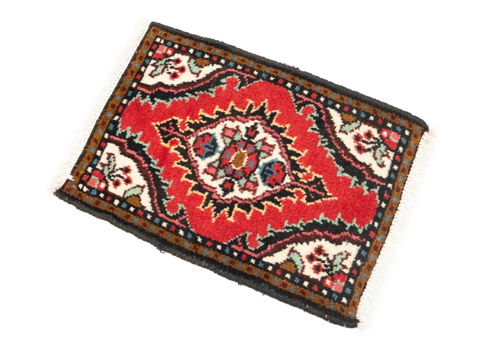 Vintage Red Floral Tribal 1'3X1'7 Hamedan Persian Rug - 4