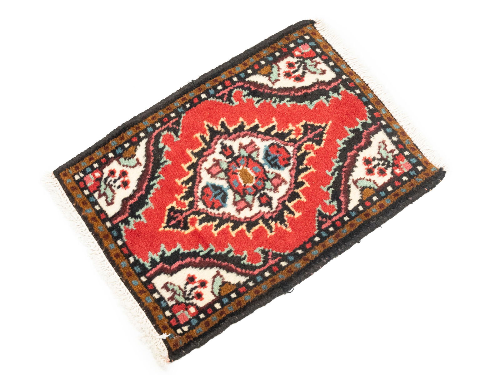 Vintage Red Floral Tribal 1'3X1'7 Hamedan Persian Rug - 5